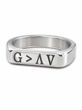 Silver Tone Engraved Band Ring Size 6 • God is Greater Than the Highs and Lows